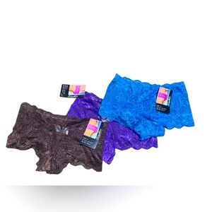 Sofia sexy lace boxer briefs three size s blue purple and brown new with tags‎